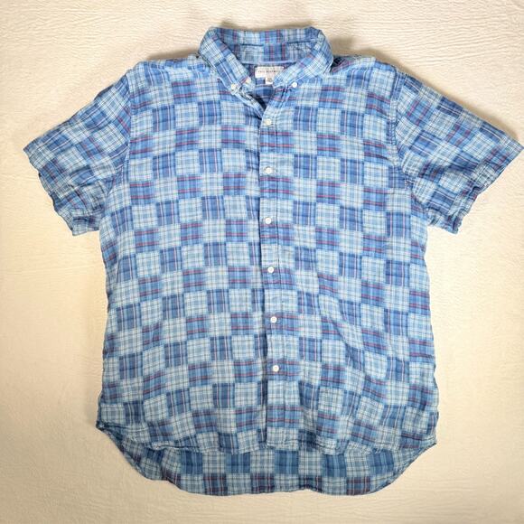 Free Assembly Men's XXL 100% Cotton Patchwork Shirt with Short Sleeves - Picture 1 of 7